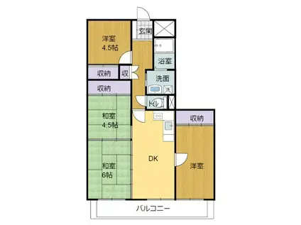パークサイドヒルズ(4DK/4階)の間取り写真