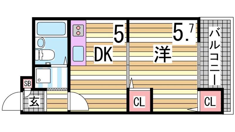 クレスタ舞子(1DK/3階)の間取り写真