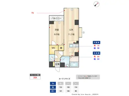 フラップワン高宮(1LDK/8階)の間取り写真