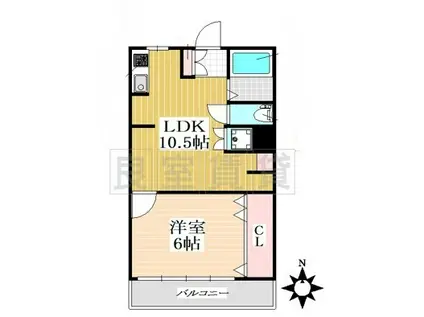 川奈ハイツ(1LDK/4階)の間取り写真