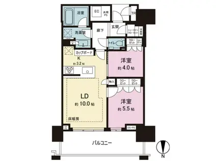 ベイズ タワー&ガーデン(2LDK/11階)の間取り写真