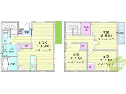 ハレ マノア(3LDK/1階)の間取り写真