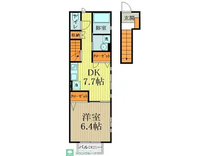 GRANDEUR70(1DK/2階)の間取り写真