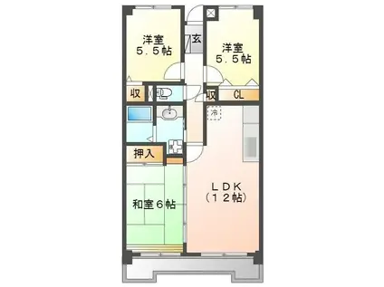 サンメゾン八熊(3LDK/8階)の間取り写真