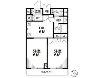 ルーブル上池台弐番館(2DK/4階)の間取り写真