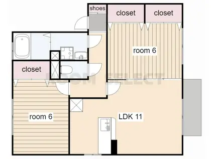 コーラル ショアII(2LDK/1階)の間取り写真