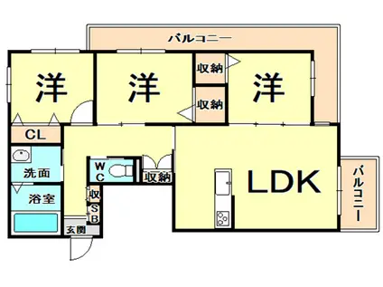 プレシャス小松(3LDK/3階)の間取り写真
