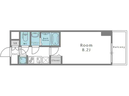 レジュールアッシュ心斎橋LUXE(1K/6階)の間取り写真