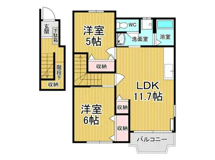 サニータウンドルチェ(2LDK/2階)の間取り写真