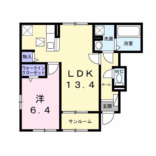 クラールI(1LDK/1階)の間取り写真