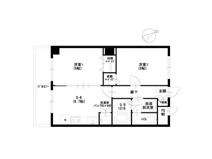 大倉山エステハイツ第3(2DK/3階)の間取り写真