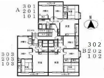 レジデンス小山(3LDK/1階)の間取り写真