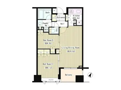 コクヨーレ日本橋(2LDK/3階)の間取り写真