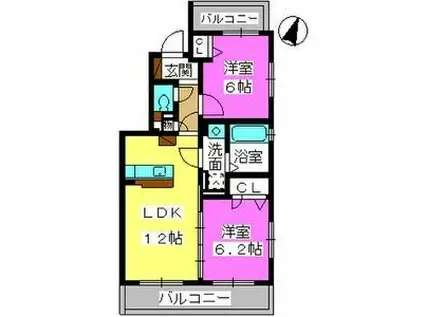 SOPHIA TOKUNAGA II(2LDK/4階)の間取り写真