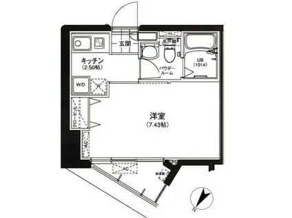 サウンドおしあげ(1K/2階)の間取り写真