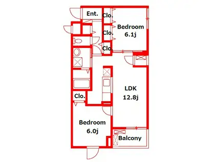 メゾンスピカ(2LDK/4階)の間取り写真