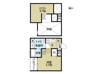 CASEA(1K/2階)の間取り写真