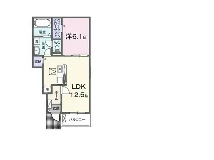 フォレ・リヴィエールI(1LDK/1階)の間取り写真