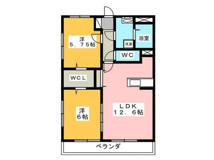 AGREABLE(2LDK/1階)の間取り写真