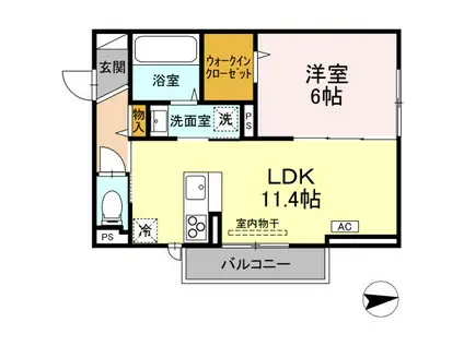 RESUA向中野 C棟(1LDK/2階)の間取り写真