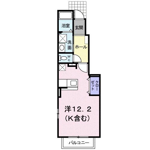 フォーゲルA(ワンルーム/1階)の間取り写真