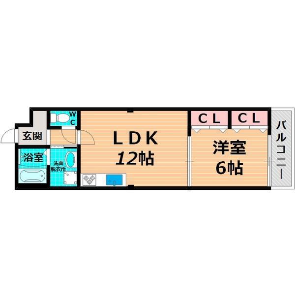 リリーブ一号館(1LDK/2階)の間取り写真