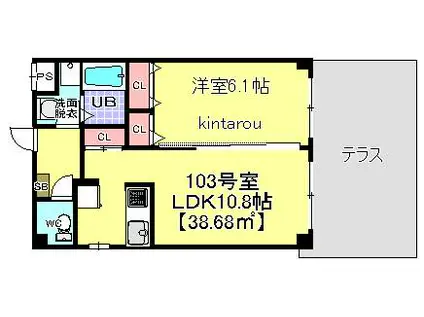 プランドール(1LDK/1階)の間取り写真