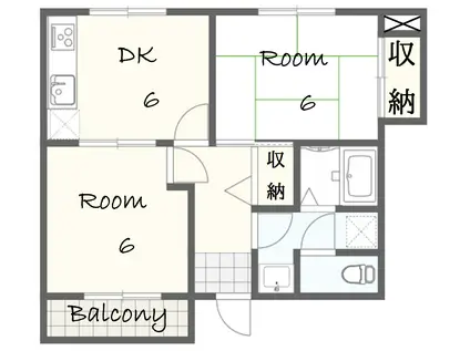 エーデルヴィラ(2DK/1階)の間取り写真