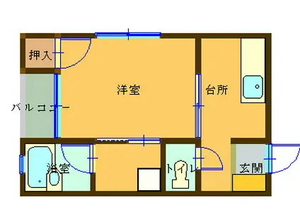 上光マンション(1K/3階)の間取り写真
