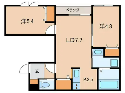 リュエル戸越(2LDK/2階)の間取り写真