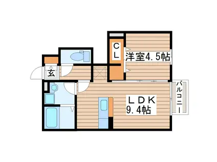 D-ROOM 太子堂(1LDK/1階)の間取り写真