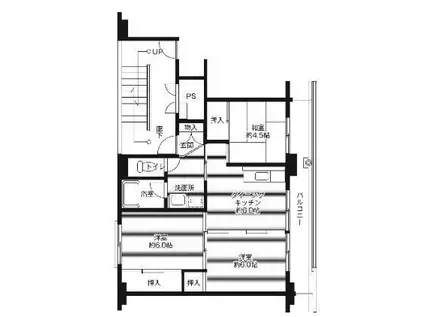 ビレッジハウス羽後2号棟(2LDK/5階)の間取り写真