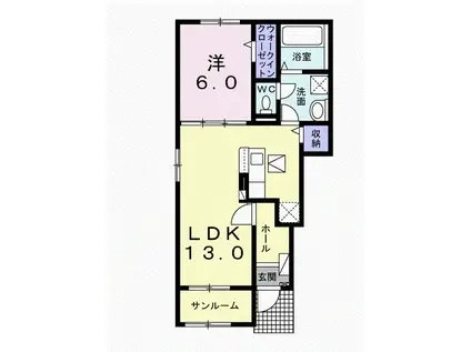 アップルフォレスト II(1LDK/1階)の間取り写真