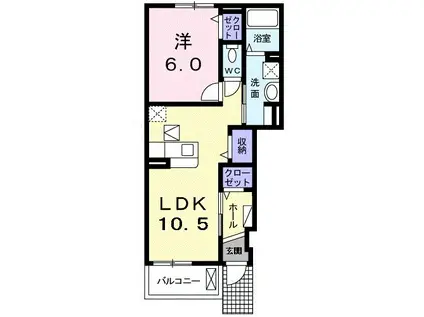 エスポワール山の街Ⅰ(1LDK/1階)の間取り写真