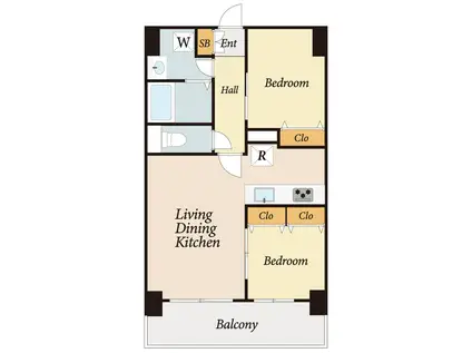 センチュリー八王子ルミエール(2LDK/2階)の間取り写真