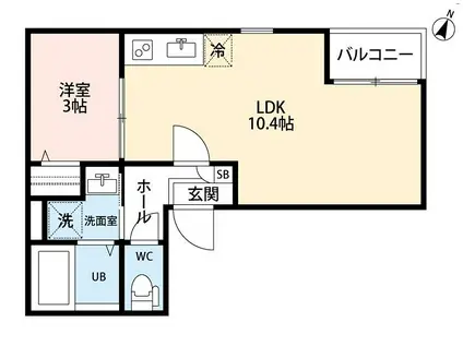 WARREN ENMEI I(1LDK/3階)の間取り写真