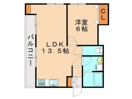 アドバンス那珂川2(1LDK/1階)の間取り写真