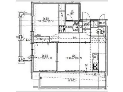 QUINTET MINAMI FUKUOKA(2LDK/8階)の間取り写真