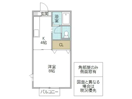 コスモ白梅(1K/1階)の間取り写真