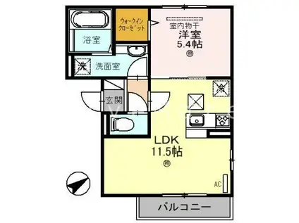 明石オーシャンビューハイツ(1LDK/1階)の間取り写真