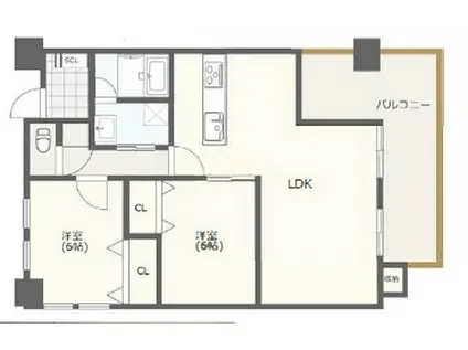 マンション北堀江(2LDK/7階)の間取り写真