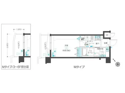 フェニックス練馬桜台(1K/2階)の間取り写真