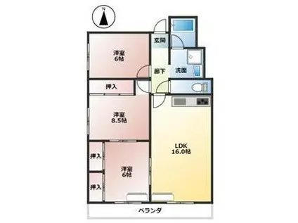 グランデGEO(3LDK/3階)の間取り写真