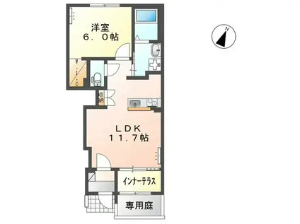 リヴィエールV(1LDK/1階)の間取り写真