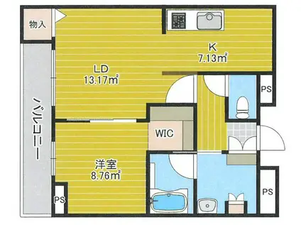 GOODEN大熊(1LDK/2階)の間取り写真