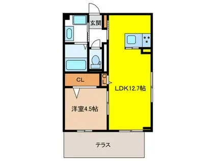 D-ROOM和田II(1LDK/1階)の間取り写真