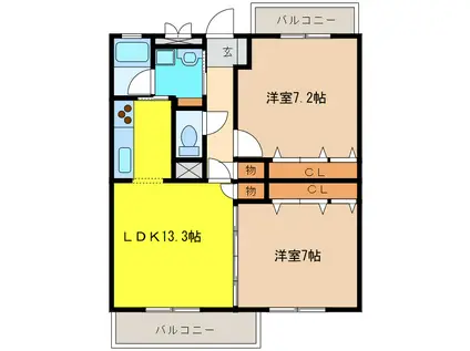 PENNY LANE(2LDK/3階)の間取り写真