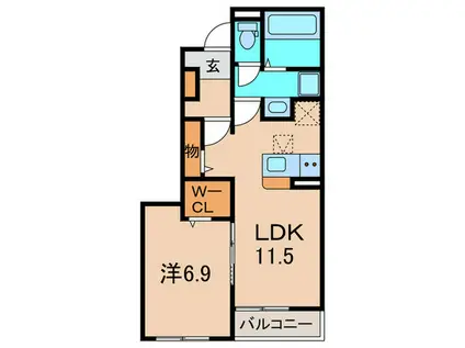 レガーミ・F(1LDK/1階)の間取り写真