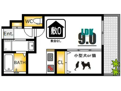 月光江波東弐番館(1LDK/3階)の間取り写真