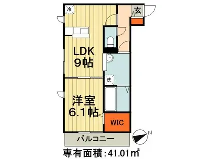 ラテル・コート若松町(1LDK/2階)の間取り写真